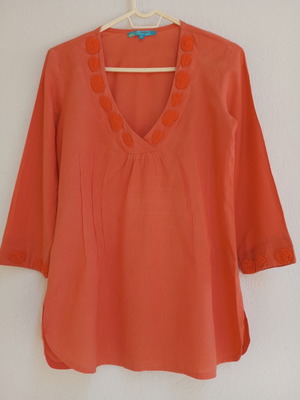 Summertime by Raxevsky Boho tunic blouse coral like new