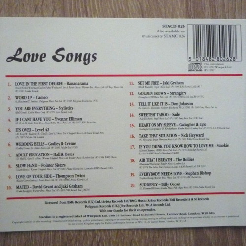 Love Songs CD used, disc and covers only without case