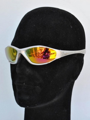 Vintage Rave sunglasses Matrix style silver frame gold lenses like new