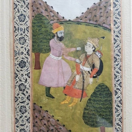 Persian miniature 18th century used, Hunter Behzad