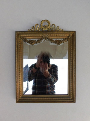 French bronze mirror about 150 years old with bijou glass