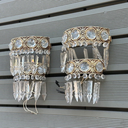 Aluminum wall lights used, set of 2, size 19.5x22 cm