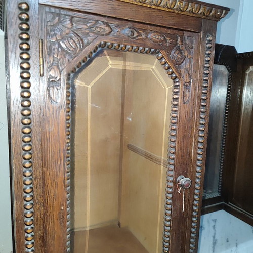 Carved antique buffet used with marble top and mirror