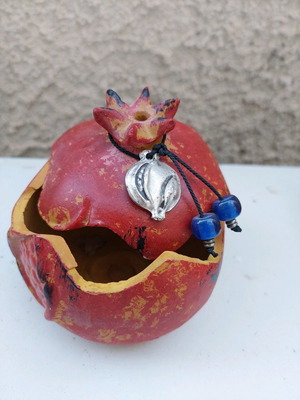 Red vintage pomegranate with storage used