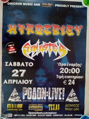 Hypocrisy Sinister concert poster Rodon March 2004