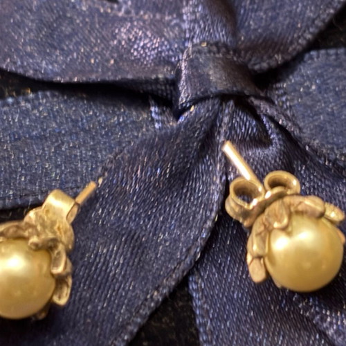 Silver Genuine 925 Earrings with Treated Pearls Like New