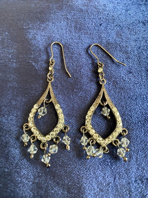 Accessorize Hanging Earrings New With Transparent Crystals Silver