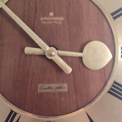 Vintage Junghans Quartz Wooden Wall Clock used