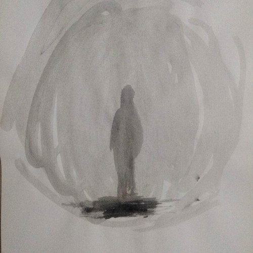 Original watercolour on paper by Paul Debebe, A4 size