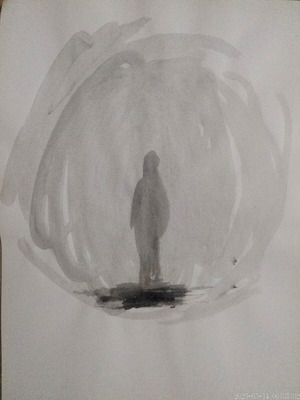 Original watercolour on paper by Paul Debebe, A4 size