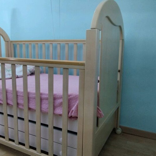 Baby bed with dresser used, wooden construction