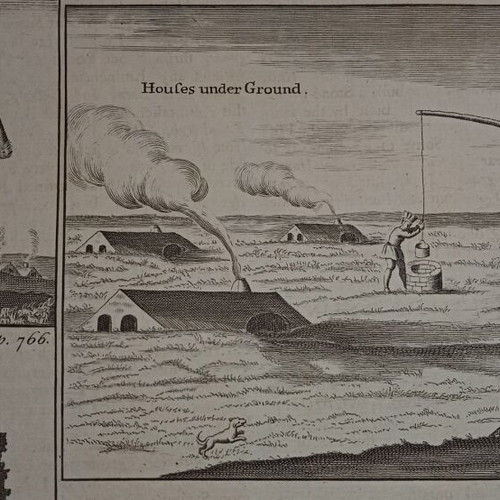 Larissa 1740 engraving used, panorama of Pineios river and mosque bridge