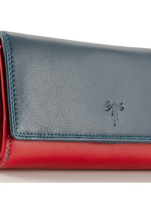 Kion leather women's wallet new, blue and red