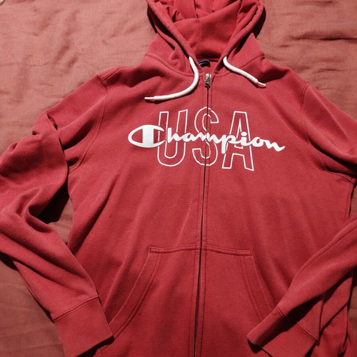 Champion Hooded Full Zip Sweatshirt men's small used, red