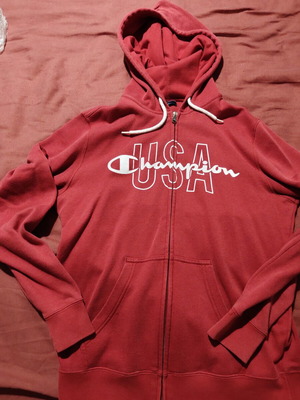 Champion Hooded Full Zip Sweatshirt men's small used, red