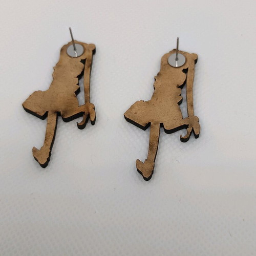 Wooden earrings with stainless steel clasp, 5 cm height, new