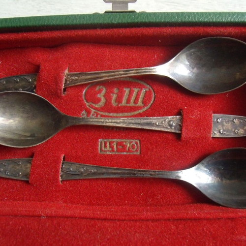 Set of old Russian melchior tea spoons like new, 6 pieces