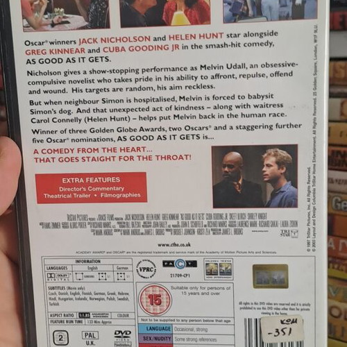 As Good As It Gets DVD used, social genre, subtitles