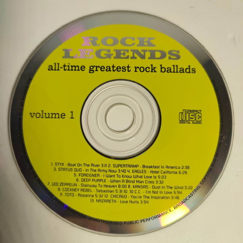 Rock Legends All-Time Greatest Rock Ballads CD like new