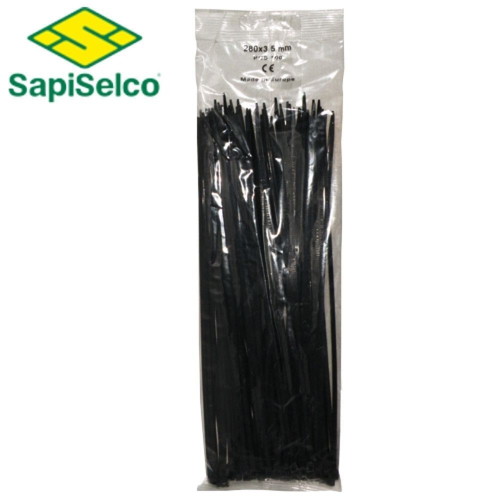 Cable ties black 3.5x280mm pack of 100 new
