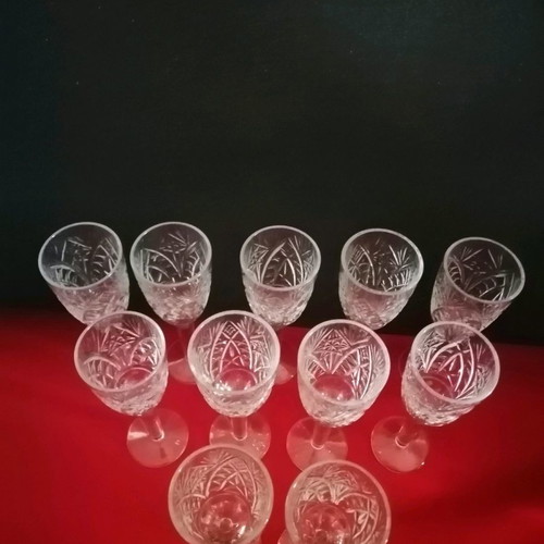 Bohemia crystal liqueur glasses like new, set of 11 pieces