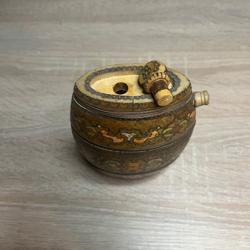 Bulgarian flask used, handmade carved decoration