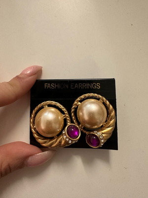 Vintage earrings like new, pink and gold