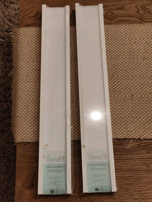 Narrow white lacquered shelves with hidden support, new, set of 2