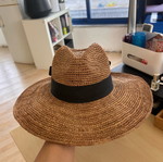 Camaïeu Raffia Sun Hat with Oversized Black Ribbon Bow New