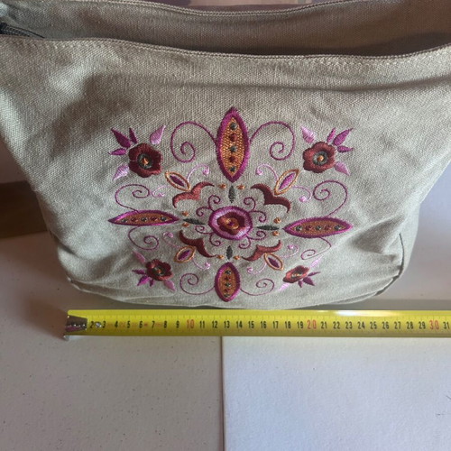 Y2K Vintage Boho Fabric Shoulder Bag with Embroidery, Like New