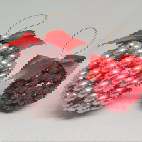 Луксозен ръчно изработен сет коледни топки за елха от перли и кристали