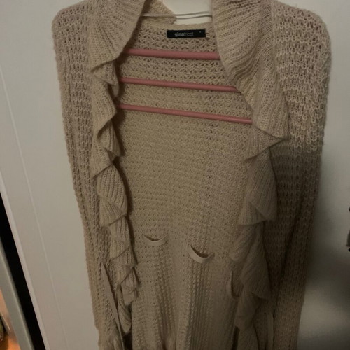 Beige knitted long cardigan like new, size S