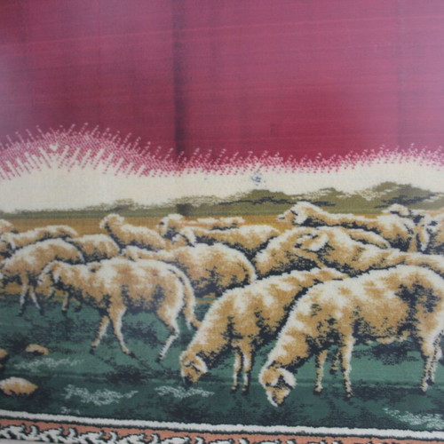 Silk prayer rug like new with Jesus Christ theme and frame