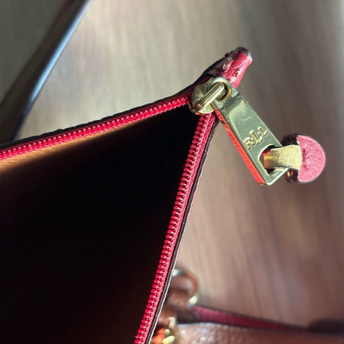 Ralph Lauren double-sided hand bag used, brown and red