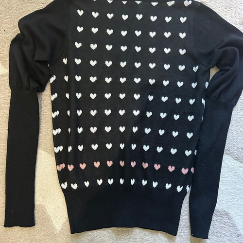 Pink Woman knitted cardigan with heart print, like new, size S
