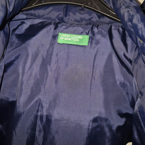 Benetton blue nautical jacket 12-18 months like new with detachable hood