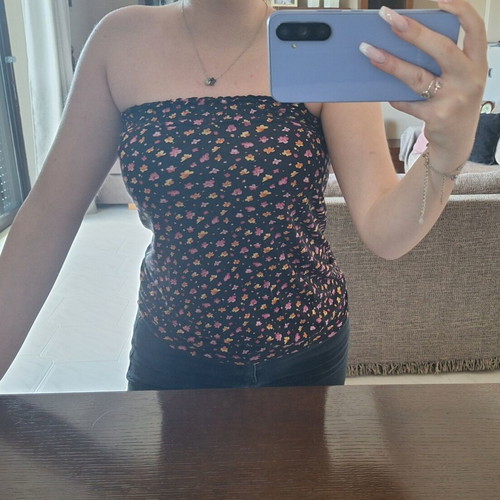 Floral Strapless Tube Top used, colorful small flowers
