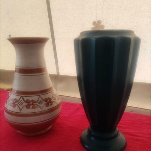 Large decorative vases like new, green and beige brown