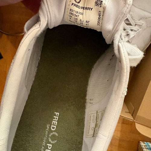 Fred Perry leather shoes used with visible wear, size 43, white