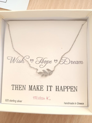 Make It Happen Silver 925° Necklace with Minimal Olive Branch Pendant like new