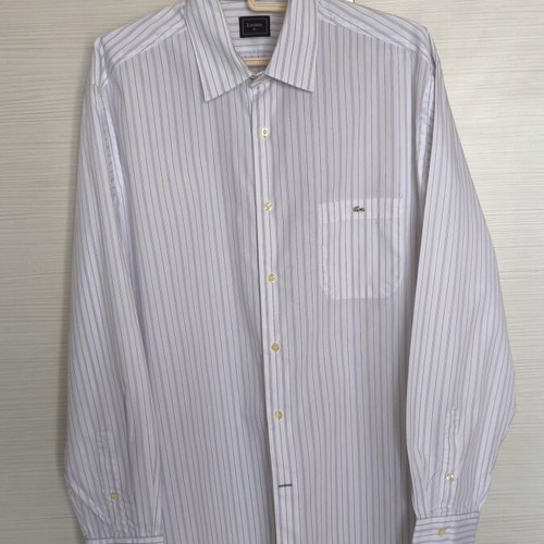 Lacoste men's dress shirt like new, size XL, white with blue and lilac stripes
