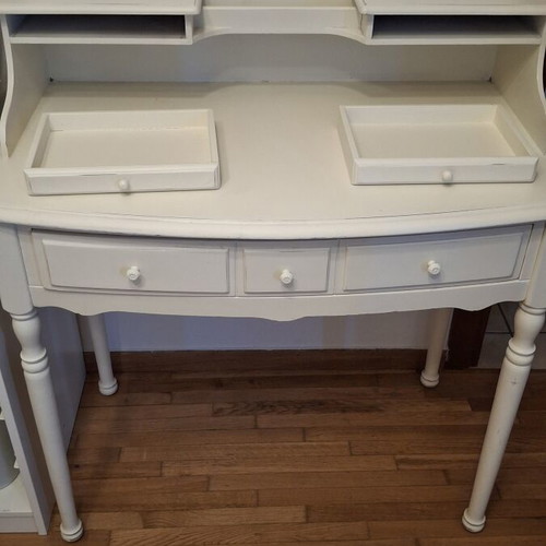 Trimar Wooden Secretary Desk used, romantic classic style, white