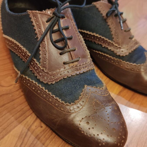 Tango and Latin dance shoes used, size 40, blue and brown