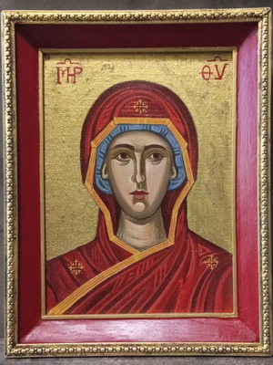 Χειροποίητη θρησκευτική εικόνα αγιογραφία ζωγραφική σε καμβά 29x23 καινούργιο