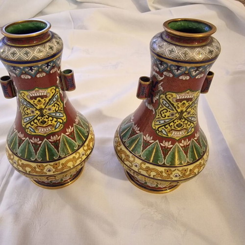 Chinese vases used, pair, 24.5 cm, early 20th century