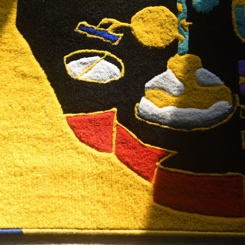 Mac Miller Faces handmade rug new, 100% natural wool, 1.4m x 1.4m
