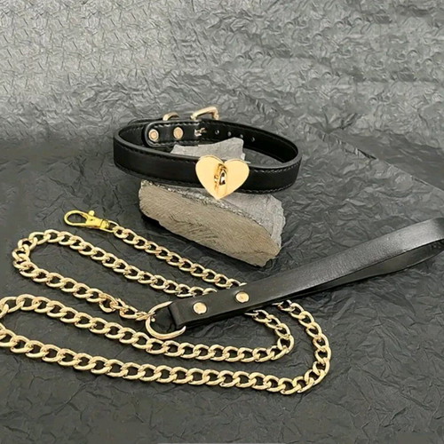 Chain and collar set from PU leather with luxury details new
