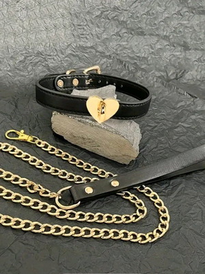 Chain and collar set from PU leather with luxury details new
