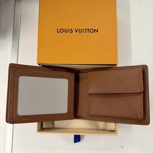 Louis Vuitton men's bifold wallet, brown leather, with box and bag