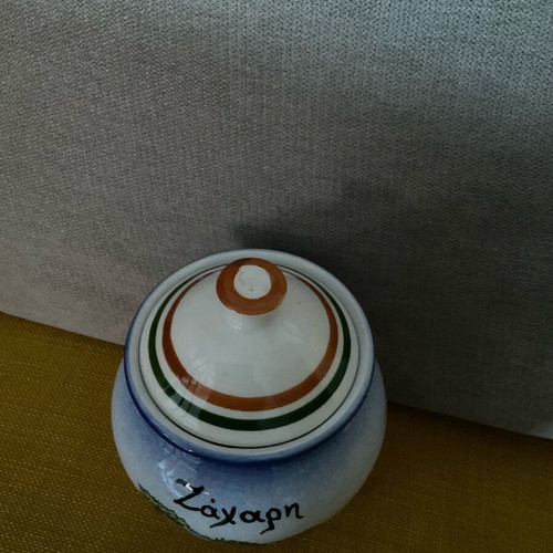 Vintage ceramic sugar container unused, from Edessa